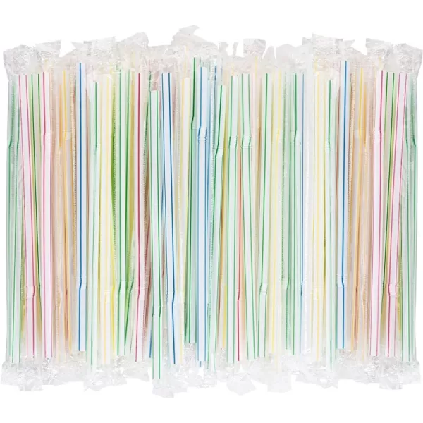 imageFlexible Plastic Straws Colored BPAFree Disposable Bendy Straw 8quot Long 200 Pack ColorfulColorful Individually Wrapped