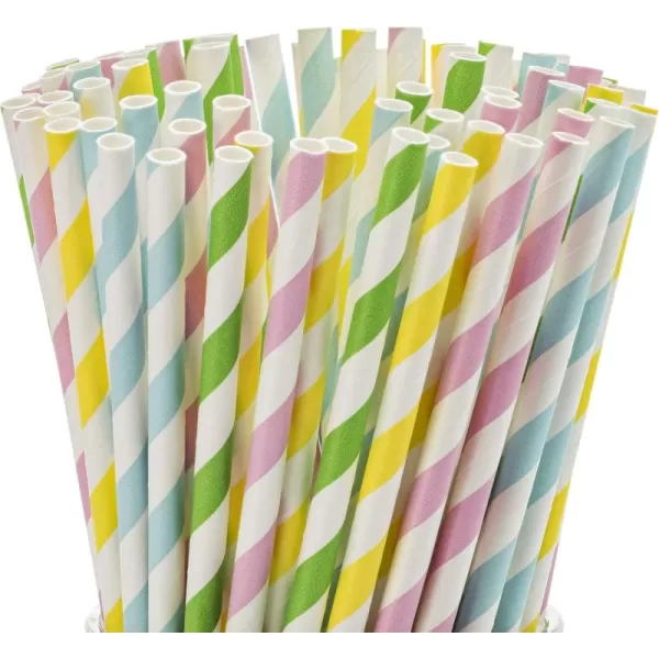 imagePaper Straws Biodegradable 200 Pack Striped Multi Colored BPAFree Disposable 825quot Long NonFlexible Straw for EverydayBirthday PartyWedding  By DuraHome 200 PackPastel