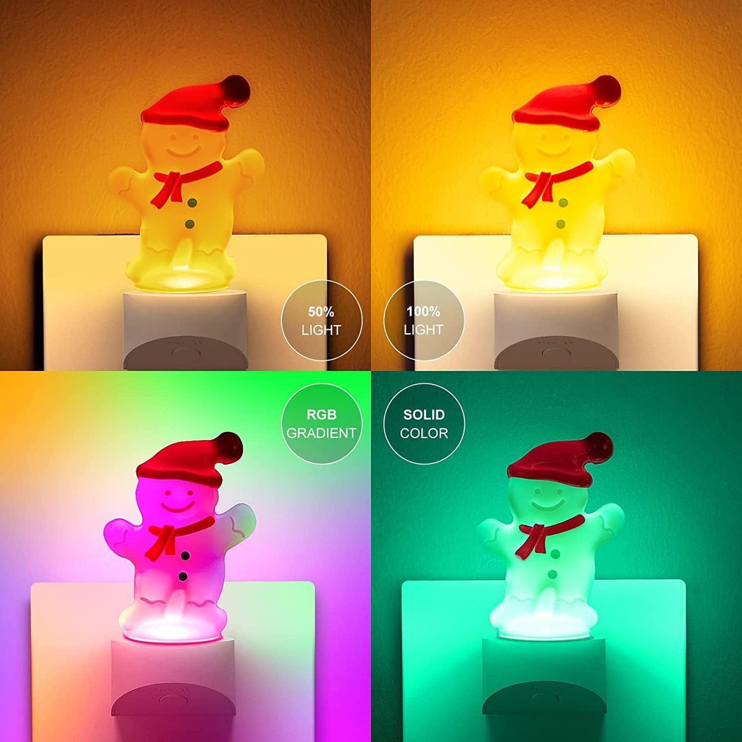 imageJADENS Christmas Decorations Night Light Plugin  Color Changing LED Wall Nightlights Dusk to Dawn Sensor Kids Elderly Nursery Bedroom Hallway Stairs Kitchen Gingerbread ManGingerbread Man