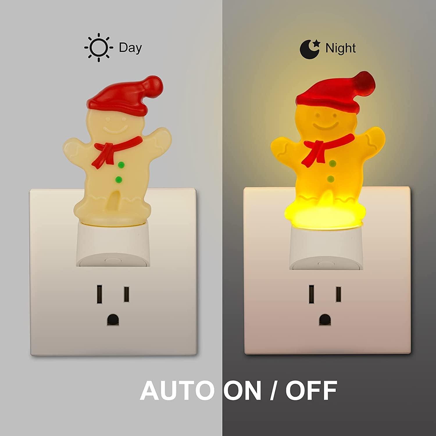 imageJADENS Christmas Decorations Night Light Plugin  Color Changing LED Wall Nightlights Dusk to Dawn Sensor Kids Elderly Nursery Bedroom Hallway Stairs Kitchen Gingerbread ManGingerbread Man