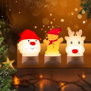 imageChristmas Decorations Plugin Night Light  Colorful RGB Changing Led Nightlight Dusk to Dawn Sensor DcorampampGift Bedroom Bathroom For Kids Older 3Pack for Santa Claus Reindeer Ginger bread Man