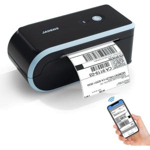 imageJADENS Bluetooth Thermal Label Printer Wireless Label Printer with Builtin Paper Bin Compatible with iOS Android Windows Mac Chromebook Widely Used for Etsy Ebay Shopify USPS