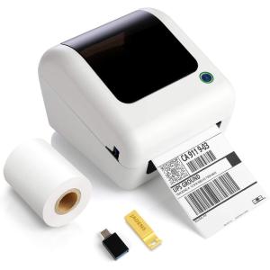 imageJADENS Bluetooth Thermal Shipping Label Printer  High Speed 4x6 Wireless Label Maker Machine Support PC Phone USB for MAC Compatible with Ebay Amazon Shopify Etsy USPS Barcode MailingWhite
