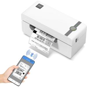 imageJADENS Bluetooth Thermal Shipping Label Printer  Wireless 4x6 Shipping Label Printer Compatible with AndroidampampiPhone and Windows Widely Used for Ebay Amazon Shopify Etsy USPSWhite