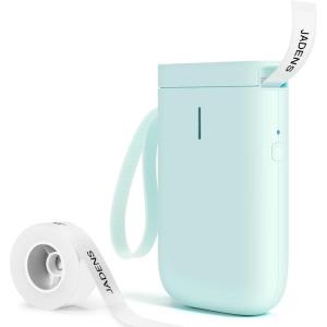 imageJADENS Label Maker Machine D11 Portable Bluetooth Printer for Labeling Home Office Organization Mini Label Maker Machine with Tape Multiple Templates Available for Phone Handheld Labeler GreenLight Blue