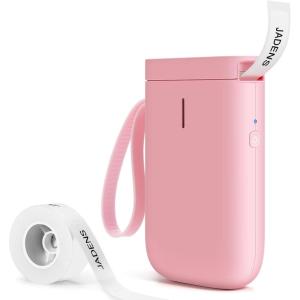 imageJADENS Label Maker Machine D11 Portable Bluetooth Printer for Labeling Home Office Organization Mini Label Maker Machine with Tape Multiple Templates Available for Phone Handheld Labeler GreenPink