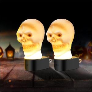 imageJADENS Skull Halloween Night Light 2 Packs LED Plugin Nightlights Auto DusktoDawn Sensorampamp Manual Switch Dcor Party Gift Lamp Bedroom Hallway Bathroom Kitchen Stairs Kids