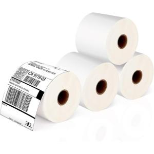 imageJADENS Thermal Shipping Labels 4x6350 Labels4 Rolls Compatible with Rollo Brother Zebra and Most Thermal Printer Perforated Commercial Grade Doesnt Compatible with DymoLabel