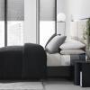 imageVera Wang  Queen Comforter Set Luxury Cotton Bedding with Matching Shams Medium Weight ampamp Ideal for All Seasons Waffle Pique Queen WhiteWaffle Pique Black