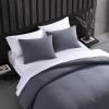 imageVera Wang  Queen Duvet Cover Set Luxury Cotton Bedding with Button Closure Includes Matching Shams Waffle Pique White QueenMidnight Blue
