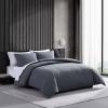 imageVera Wang  Queen Duvet Cover Set Luxury Cotton Bedding with Button Closure Includes Matching Shams Waffle Pique White QueenMidnight Blue