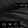 imageVera Wang  Queen Duvet Cover Set Luxury Cotton Bedding with Button Closure Includes Matching Shams Waffle Pique White QueenWaffle Pique Black