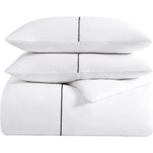 imageVera Wang  Queen Comforter Set Luxury Cotton Sateen Bedding with Matching Shams Designer Home Decor Zig Zag White QueenKing Comforter Set
