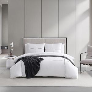 imageVera Wang  Queen Comforter Set Luxury Cotton Sateen Bedding with Matching Shams Designer Home Decor Zig Zag White QueenQueen Comforter Set