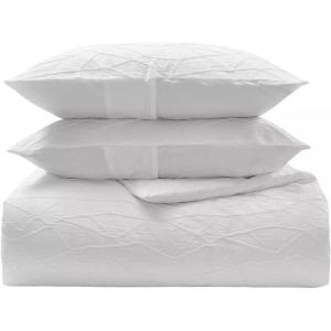 imageVera Wang  Queen Comforter Set Reversible Luxury Bedding with Matching Shams Medium Weight Home Decor Abstract Crinkle White QueenWhite