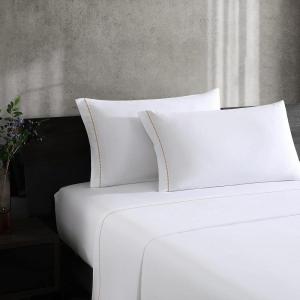 imageVera Wang Queen Sheet Set Soft Cotton Sateen Bedding Set Designer Home Dcor Simple Dot WhiteGold QueenSimple Dot WhiteGold