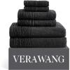 imageVera Wang  Bath Towels Set Luxury Cotton Bathroom Decor Highly Absorbent ampamp Medium Weight OekoTex Certified Sculpted Pleat Grey 6 PieceSculpted Pleat Black
