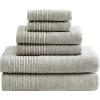 imageVera Wang  Bath Towels Set Luxury Cotton Bathroom Decor Highly Absorbent ampamp Medium Weight OekoTex Certified Sculpted Pleat Grey 6 PieceSculpted Pleat Medium Grey
