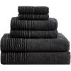 imageVera Wang  Bath Towels Set Luxury Cotton Bathroom Decor Highly Absorbent ampamp Medium Weight OekoTex Certified Sculpted Pleat Grey 6 PieceSculpted Pleat Black