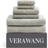 imageVera Wang  Bath Towels Set Luxury Cotton Bathroom Decor Highly Absorbent ampamp Medium Weight OekoTex Certified Sculpted Pleat Grey 6 PieceSculpted Pleat Medium Grey