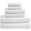 imageVera Wang  Bath Towels Set Luxury Cotton Bathroom Decor Highly Absorbent ampamp Medium Weight OekoTex Certified Sculpted Pleat Grey 6 PieceSculpted Pleat White