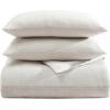 imageVera Wang  King Duvet Cover Set Premium Cotton Bedding with Matching Shams Textured Striped Decor Ideal for All Seasons OekoTex Certified Chenille Waffle Stripe Beige KingChenille Waffle Stripe Beige