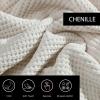 imageVera Wang  Queen Blanket Luxurious Chenille Bedding Soft Home Decor with Waffle Weave Waffle Chenille Ivory QueenWaffle Chenille Ivory