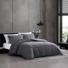 imageVera Wang  Queen Duvet Cover Set Luxury Cotton Bedding with Button Closure Includes Matching Shams Textured Pleats White QueenTextured Pleats Charcoal