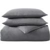 imageVera Wang  Queen Duvet Cover Set Luxury Cotton Bedding with Button Closure Includes Matching Shams Textured Pleats White QueenTextured Pleats Charcoal