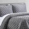 imageVera Wang  Queen Quilt Set Luxurious Velvet Bedding with Matching Shams Lightweight Home Decor Diamond Velvet Charcoal Grey QueenCharcoal Grey