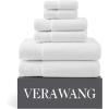 imageVera Wang  Towel Set 6Piece Soft ampamp Absorbent Cotton Bathroom Towels Luxury Bathroom Accessories OekoTex Certified Tonal Floral White 6Piece Set