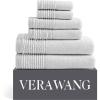 imageVera Wang  Bath Towels Set Luxury Cotton Bathroom Decor Highly Absorbent ampamp Medium Weight OekoTex Certified Sculpted Pleat Grey 6 PieceSculpted Pleat Grey