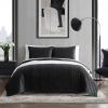 imageVera Wang  Queen Quilt Set Luxurious Velvet Bedding with Matching Shams Lightweight Home Decor Diamond Velvet Charcoal Grey QueenDiamond Black