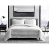 imageVera Wang  Queen Quilt Set Luxury Cotton Bedding with Matching Shams All Season Home Decor Herringbone Charcoal Grey QueenWhite