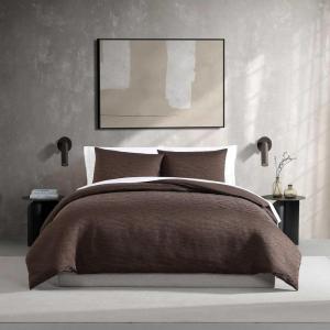 imageVera Wang  King Comforter Set Luxury Bedding with Matching Shams Designer Home Decor Illusion Black KingIllusion Lines Brown