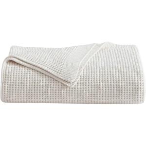 imageVera Wang  Queen Blanket Luxurious Chenille Bedding Soft Home Decor with Waffle Weave Waffle Chenille Ivory QueenWaffle Chenille Ivory