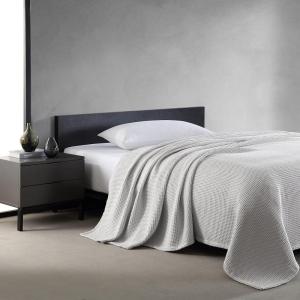 imageVera Wang  Queen Blanket Luxury Cotton Bedding Soft Home Decor with Waffle Weave Knit Waffleweave Grey QueenGrey