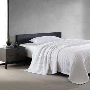 imageVera Wang  Queen Blanket Luxury Cotton Bedding Soft Home Decor with Waffle Weave Knit Waffleweave Grey QueenWhite