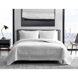 imageVera Wang  Queen Quilt Set Luxury Cotton Bedding with Matching Shams All Season Home Decor Herringbone Charcoal Grey QueenWhite