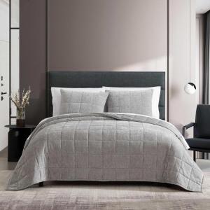 imageVera Wang  Queen Quilt Set Soft Lightweight Bedding with Matching Shams Super Soft and Cozy Home Decor OekoTex Certified Chenille Box Solid Chocolate Brown QueenChenille Box Solid Silver Grey