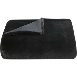 imageVera Wang  Throw Blanket Super Soft Faux Fur Bedding Luxury Home Decor for Bed or Couch Lapin Black 50quot x 60quotLapin Black