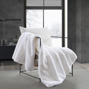 imageVera Wang  Throw Blanket Super Soft Faux Fur Bedding Luxury Home Decor for Bed or Couch Lapin Black 50quot x 60quotLapin White