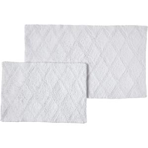 imageVera Wang  Tufted Diamond Collection  Soft and Absorbent Plush Reversible Bath Rug Set Modern Designer Style for Bathroom Dcor 2Piece WhiteUSHS6D1117231White