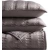 imageVera Wang  Queen Quilt Set Velvet Bedding with Matching Sham Modern Home Decor Velvet Linear Stitch French Clay QueenVelvet Linear Stitch Plum Brown