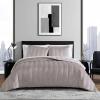 imageVera Wang  Queen Quilt Set Velvet Bedding with Matching Sham Modern Home Decor Velvet Linear Stitch French Clay QueenVelvet Linear Stitch French Clay