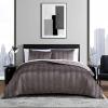 imageVera Wang  Queen Quilt Set Velvet Bedding with Matching Sham Modern Home Decor Velvet Linear Stitch French Clay QueenVelvet Linear Stitch Plum Brown