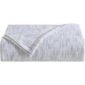 imageVera Wang  King Blanket Soft Cotton Luxury Bedding Modern Home Decor with Waffle Weave Knit Jaspe Waffle WhiteBlack KingJaspe Waffle WhiteBlack