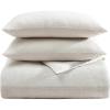 imageVera Wang  Queen Comforter Set Premium Cotton Bedding with Matching Shams Textured Striped Decor Ideal for All Seasons OekoTex Certified Chenille Waffle Stripe Beige QueenChenille Waffle Stripe Beige