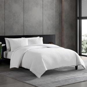 imageVera Wang  King Duvet Cover Set Premium Cotton Bedding with Matching Shams Modern Home Decor OekoTex Certified Puckered Texture White KingPuckered Texture White