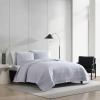 imageVera Wang  Quilt Set Super Soft Bedding with Matching Sham Elegant Room Essentials Seersucker Stripe Blue QueenRainbow Stitch Blue